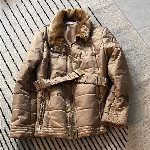 New York & Company Jackets & Blazers - New York & Company Tanish Gold Puffer Jacket